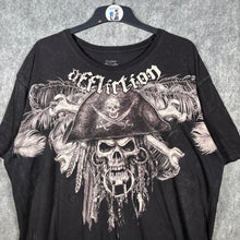 Load image into Gallery viewer, Affliction Blasko Pirate Skull Graphic T-Shirt Black 2XL USA Made
