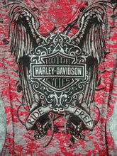 Load image into Gallery viewer, Harley Davidson Y2K Red Chrome Grunge Wing Top, Size Medium
