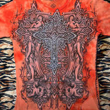 Load image into Gallery viewer, Gothic Cross Orange Grunge Y2K Cyber Tribal 2000s Emo Scene Top, Size Medium
