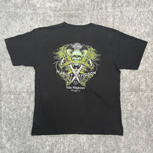 Load image into Gallery viewer, Harley Davidson Mexico Gothic Skull Black Green Grunge Vintage Top, Size XL
