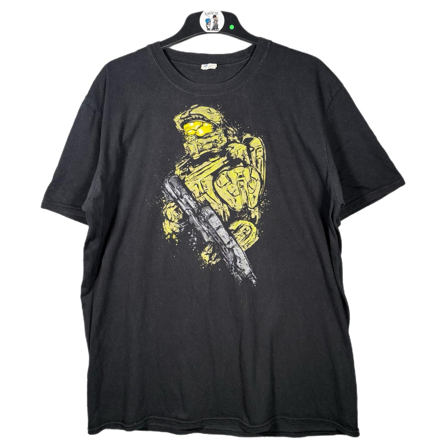 Halo Master Chief Graphic Tee Black Faded Gamer T-Shirt XL