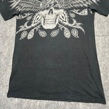 Load image into Gallery viewer, Xtreme Couture Black Skull Cyber Gothic Grunge Wing Y2K Top, Size Medium
