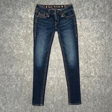 Load image into Gallery viewer, Rock Revival Red Stitch Skinny Dark Blue Y2K Mcbling 2000s Jeans, Waist 26
