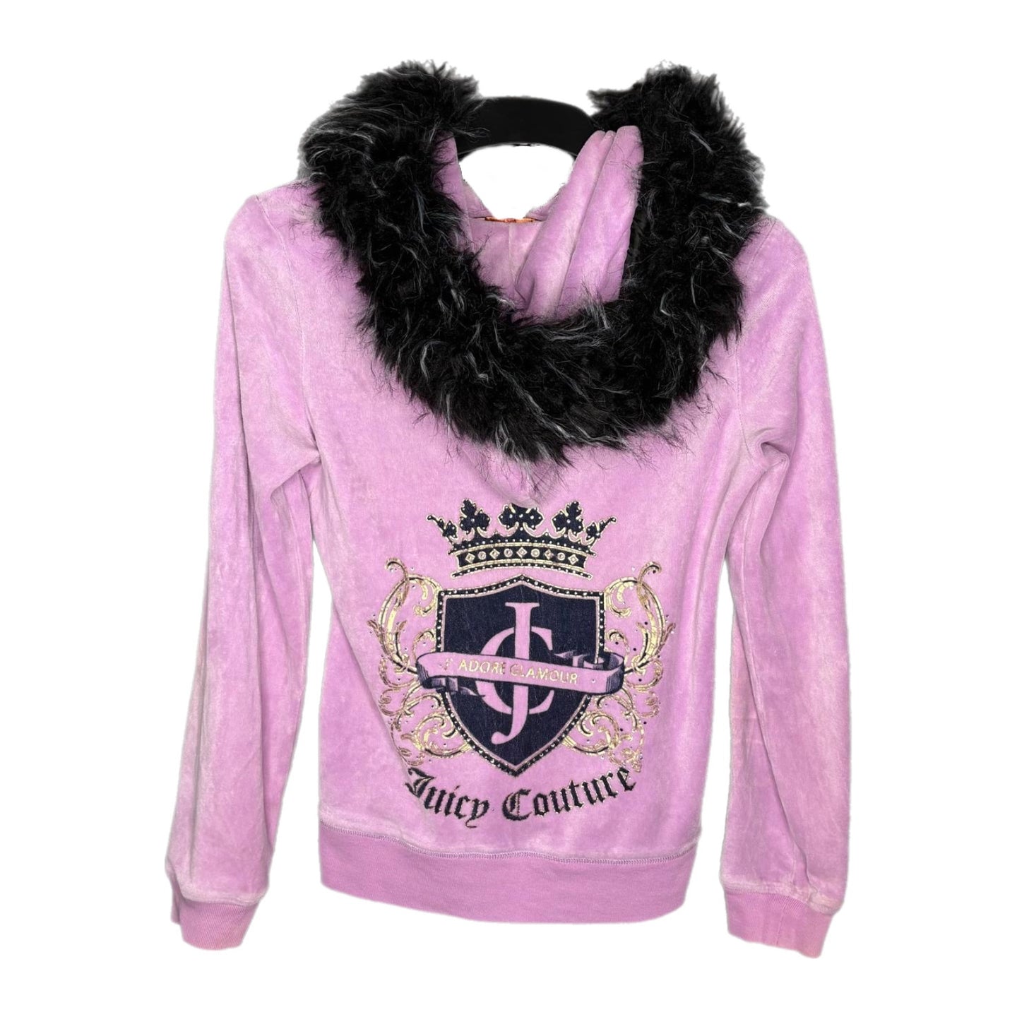 Juicy Couture Lilac Y2K Faux Fur Hood Mcbling 2000s Hoodie, Size S