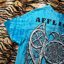 Load image into Gallery viewer, Affliction Blue Cyber Tribal Angel Wing Y2K 2000s Grunge Top, Size Large
