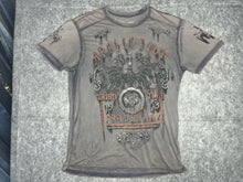 Load image into Gallery viewer, Affliction Grey Orange Gothic Grunge 2000s Top, Size XL
