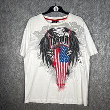 Load image into Gallery viewer, Tapout Eagle American Flag Graphic T-Shirt White Red Trim MMA Style XL
