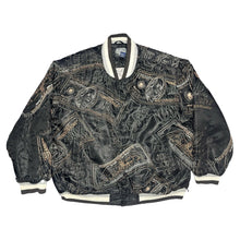 Load image into Gallery viewer, Y2K Raw Blue Embroidered Dollar Sign Hiphop Bomber Jacket, Size 3XL
