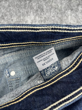 Load image into Gallery viewer, Y2K Flared Silver Jeans Blue Embroidered Contrast Stitch Miss Me Style W38 / L29
