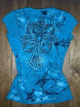 Load image into Gallery viewer, Gothic Cross Grunge Blue Top, Size Large
