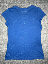 Load image into Gallery viewer, Y2K Grunge Rocker Girl Fleur De Lis Blue Punk Top, Size XL
