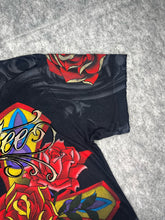 Load image into Gallery viewer, Remetee Gothic Cross Y2k Tattoo Style Colourful Grunge Top, Size Medium
