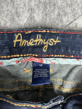 Load image into Gallery viewer, Y2K Straight Fit Contrast Stitch Embroidered Amethyst Jeans Size 14 (36W x 32L)
