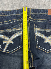 Load image into Gallery viewer, Y2K Straight Fit Contrast Stitch Embroidered Amethyst Jeans Size 14 (36W x 32L)
