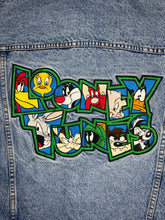 Load image into Gallery viewer, 90s Vintage Rare Looney Tunes Embroidered Denim Jacket, Size Medium
