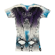 Load image into Gallery viewer, Y2K Sinful Rhinestone Angel Wing Mcbling Top, Size Small
