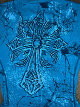 Load image into Gallery viewer, Gothic Cross Grunge Blue Top, Size Large
