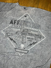 Load image into Gallery viewer, Affliction Grey American Patriot Skull Flag T Shirt, Size XL
