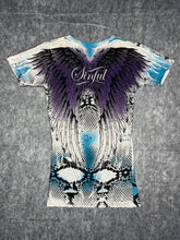 Load image into Gallery viewer, Y2K Sinful Rhinestone Angel Wing Mcbling Top, Size Small
