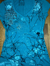 Load image into Gallery viewer, Gothic Cross Grunge Blue Top, Size Large
