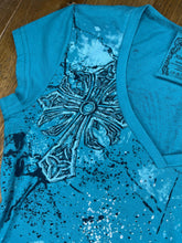 Load image into Gallery viewer, Gothic Cross Grunge Blue Top, Size Large
