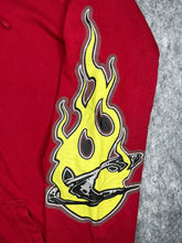 Load image into Gallery viewer, O&#39;neill Y2K Vintage Red Skull Flame Thin Hoodie, Size Medium
