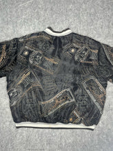 Load image into Gallery viewer, Y2K Raw Blue Embroidered Dollar Sign Hiphop Bomber Jacket, Size 3XL
