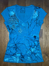 Load image into Gallery viewer, Gothic Cross Grunge Blue Top, Size Large
